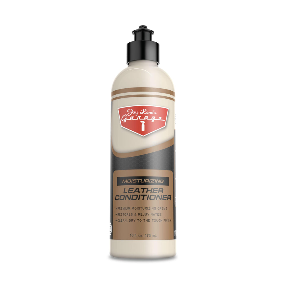 Jay Leno's Garage front label showing 16 oz bottle and product identity benefit
