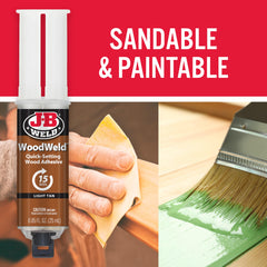 J-B Weld applying epoxy into a wood groove for durable repair