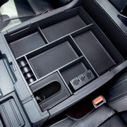 JDMCAR front view showing full console tray and tidy storage benefit