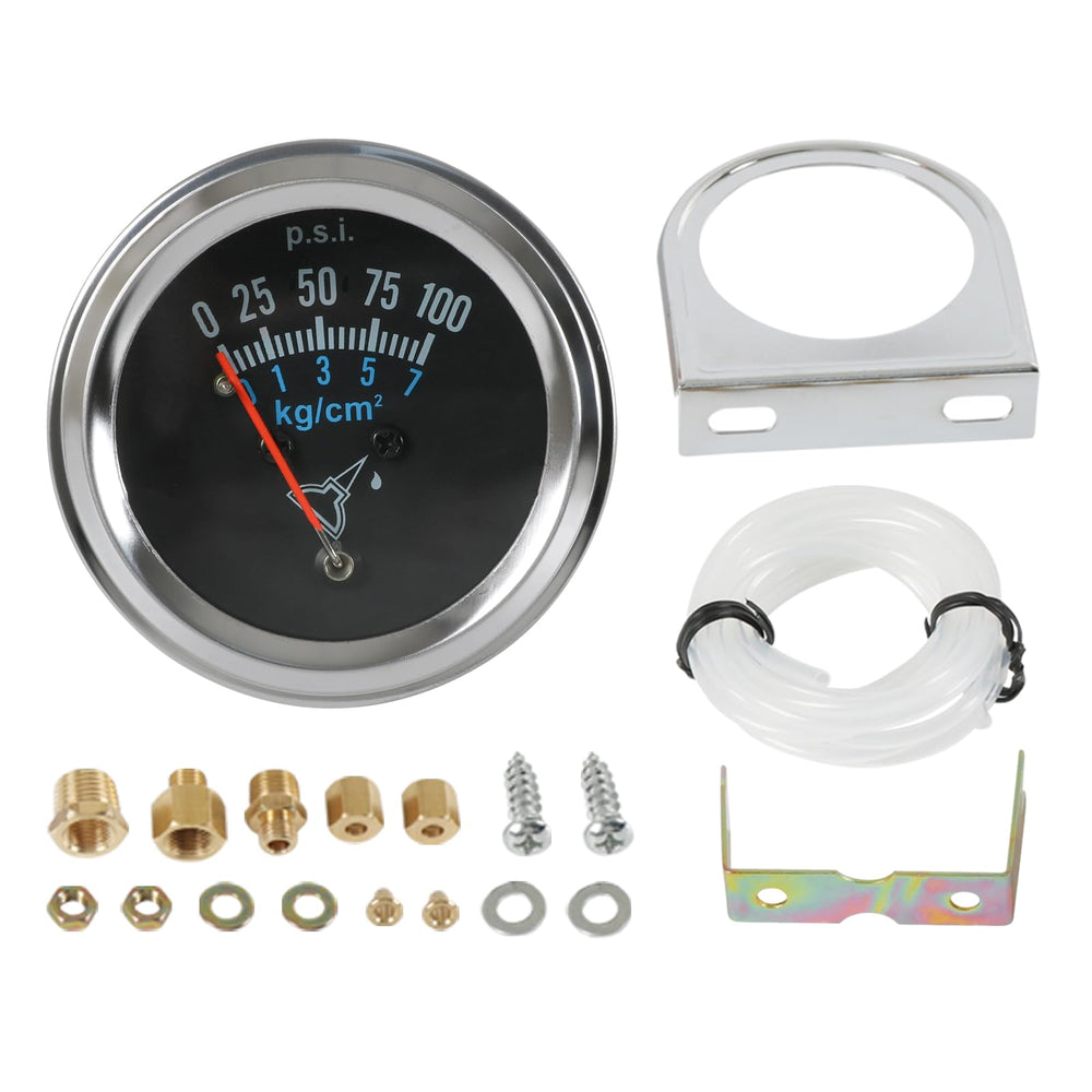 JDMSPEED front view of 7-153 oil pressure gauge showing clear chrome bezel and face for visibility
