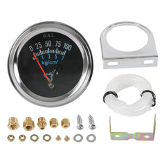 JDMSPEED front view of 7-153 oil pressure gauge showing clear chrome bezel and face for visibility