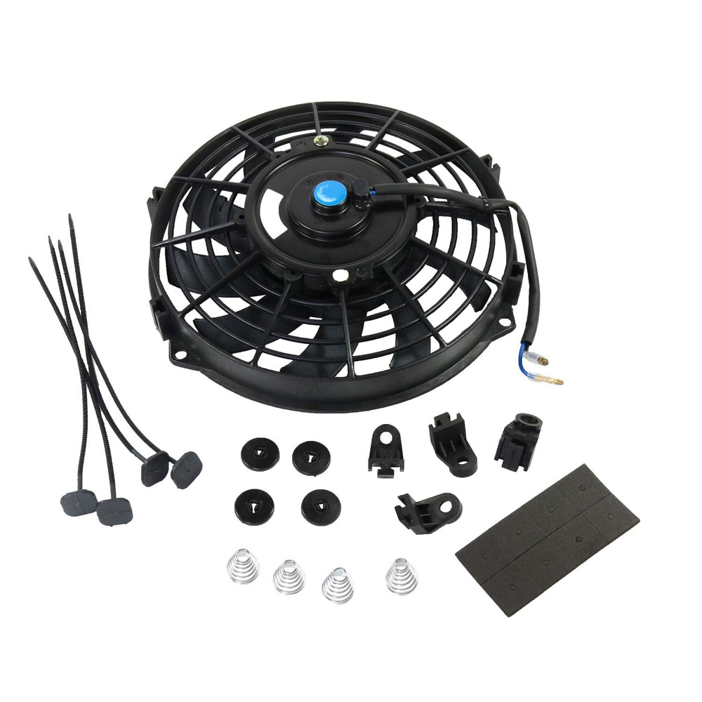 JDMSPEED front view of 9-inch slim fan showing airflow and compact fit benefit