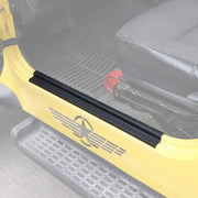 JeCar front packaging showing door sill protectors and contents benefit protection