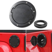 JeCar front view of fuel door cover showing textured black finish and fit benefits