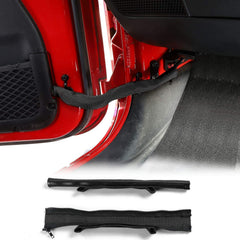 JeCar front view showing door strap installed and controlled opening benefit