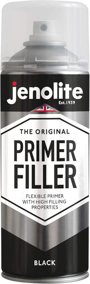 JENOLITE black primer filler front view showing can and label, easy identification benefit