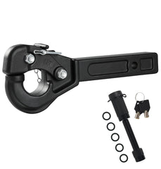 JEXTRA pintle hitch front view showing secure forged hook and robust profile