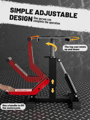 JFG RACING base showing anti-slip feet that secure the stand for safer maintenance