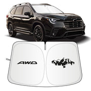 JHGFVC front view sunshade fitted in a Subaru Ascent blocks sunlight and improves comfort