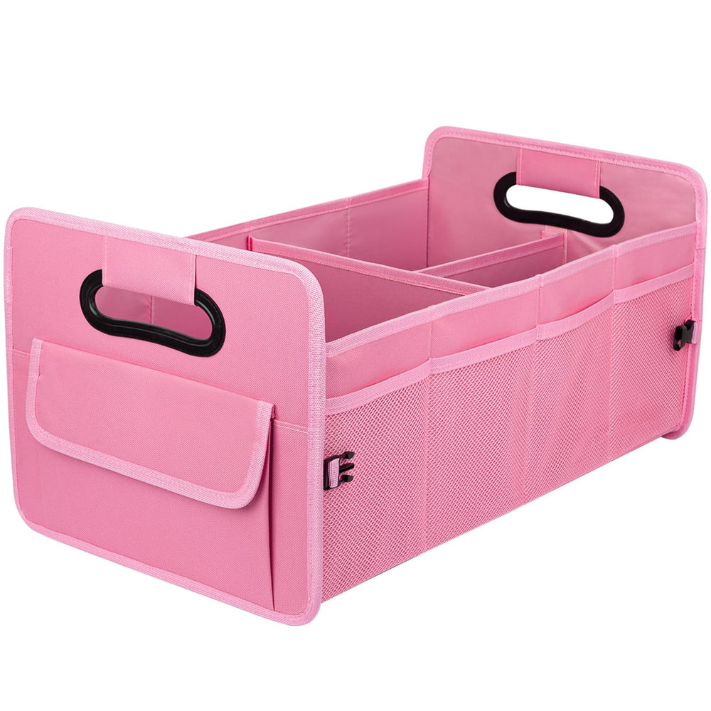 JiatuA front view of pink trunk organizer showing upright structure and easy access