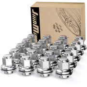JiiinMiiin front packaging showing 20 chrome mag-seat lug nuts and contents benefit
