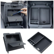 JKCOVER front view of center console organizer showing tidy storage and OEM look