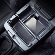 JKCOVER front view of center console tray showing organized compartments and OEM fit