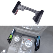 JKCOVER front view of dual gear shift organizer showing fit and added storage benefit