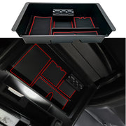 JOJOMARK front view of red console tray showing organized compartments and neat storage