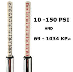 Jon MFB gauge in use on a dually wheel illustrating easier tire checks