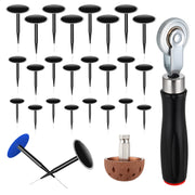 Josojoou front layout of full 26pcs tire patch kit showing organized tools and plugs for quick repairs