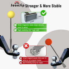 JOUNJIP close-up of wide magnetic base demonstrating strong hold on hitch surface
