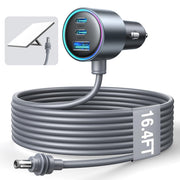 JOYROOM adapter front view showing cigarette lighter plug and reliability benefits