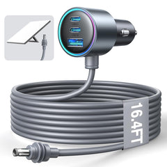 JOYROOM adapter front view showing cigarette lighter plug and reliability benefits