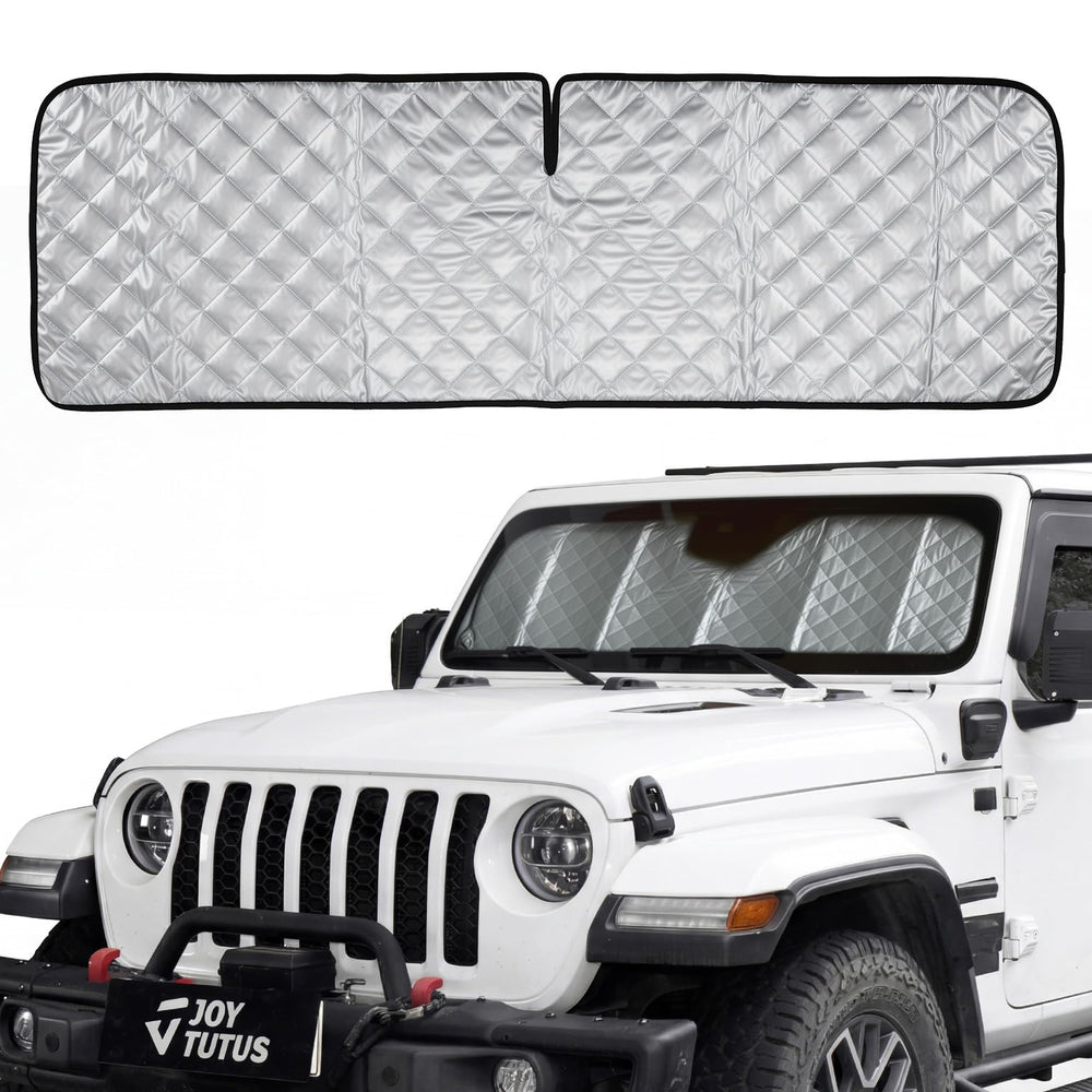 JOYTUTUS front fit on Jeep Wrangler windshield showing full coverage and protection