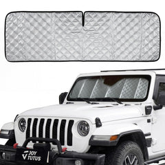 JOYTUTUS front fit on Jeep Wrangler windshield showing full coverage and protection
