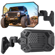 JOYTUTUS front view mirror mounted on Wrangler shows wider visibility benefit