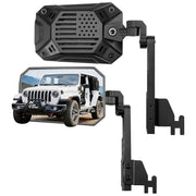JOYTUTUS front view mirror mounted on Jeep hinge shows broad visibility and secure fit