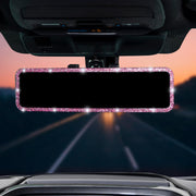 JOYTUTUS front view of pink rhinestone clip-on mirror showing decorative face and shape benefits