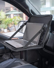 JOYTUTUS front view attached to steering wheel showing stable work surface