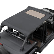 JOYTUTUS front view on Wrangler JK showing tidy fit and sun protection