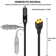 JQXLMDY cigarette lighter plug with red LED indicator for visible connection status