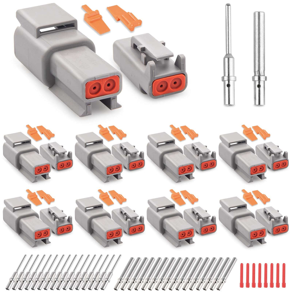 JRready front packaging showing 8 DTM 2-pin sets and included hardware for convenience