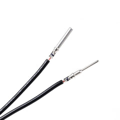 JRready contacts beside AWG gauge and ruler showing size 20 fit for 16–22AWG wires
