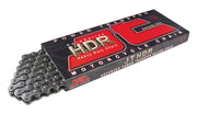 JT chain front view showing full 124-link length and black steel finish for durability