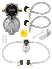 JURPLIX regulator front view showing compact durable body and fittings, ensures reliable gas control