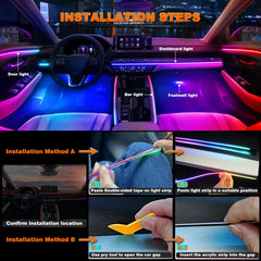 Jushope installed footwell view demonstrating mood lighting enhancing cabin ambience