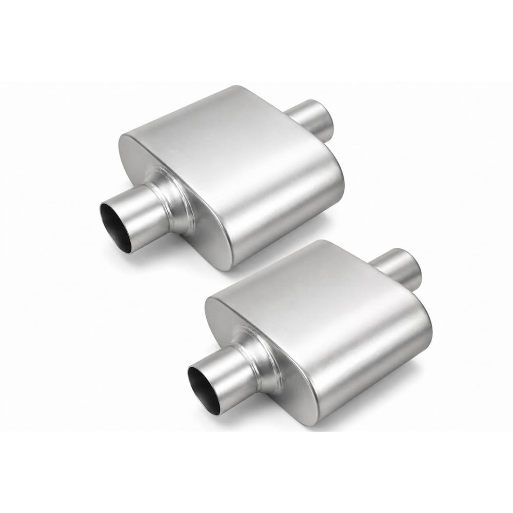 JXZHONG LIANG front view of mufflers showing shape and fit benefit