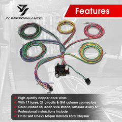 JY PERFORMANCE close-up of 17 fuse panel providing circuit protection and easy swapping