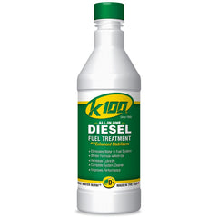 K-100 front view quart bottle showing label and easy-pour cap for clean fuel