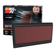 K&N front packaging showing model 33-5117 and compatibility benefit