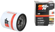 K&N front view of HP-1020 oil filter showing compact durable canister for reliable protection