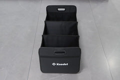 K KNODEL open interior showing three compartments for organized packing