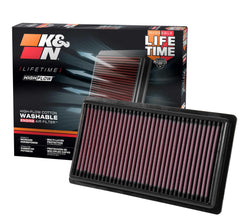 K&N front view showing filter shape and ready-to-install benefit