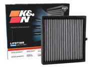 K&N VF2055 front view showing packaging and ready-to-install filter benefit airflow
