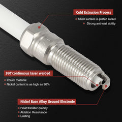 KacuYelin spark plug close-up showing iridium-platinum electrode and durable ceramic