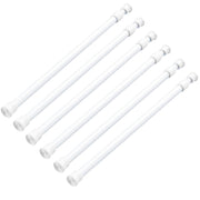 Kadrama front view of six white tension rods showing kit convenience