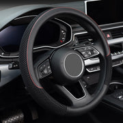KAFEEK front view of black steering wheel cover showing clean fit and protection