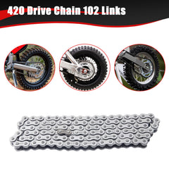 KAMIER full 102-link 420 chain stretched out, easy to measure and cut