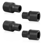 Kamrexi front view of four 3/8" 11-point sockets showing full kit and compact size benefit